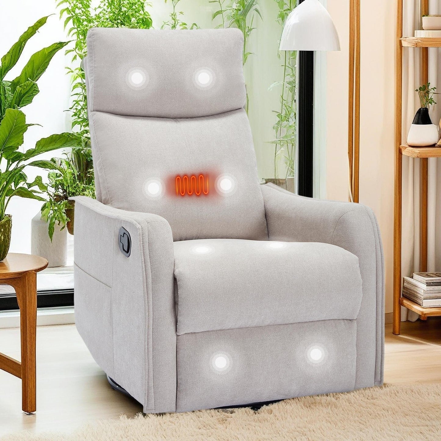 360Â° Swivel Rocker Recliner Chair with Massage and Lumbar Heating