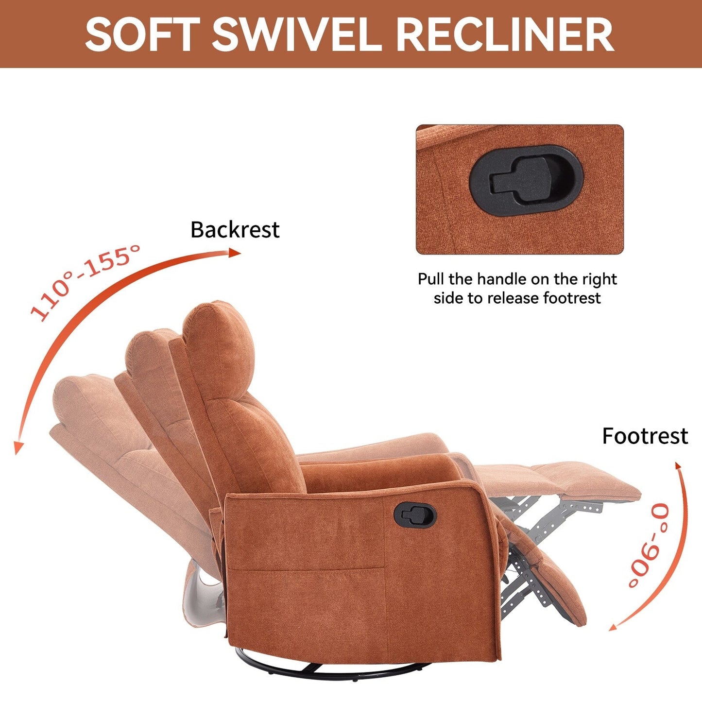 360Â° Swivel Rocker Recliner Chair with Massage and Lumbar Heating