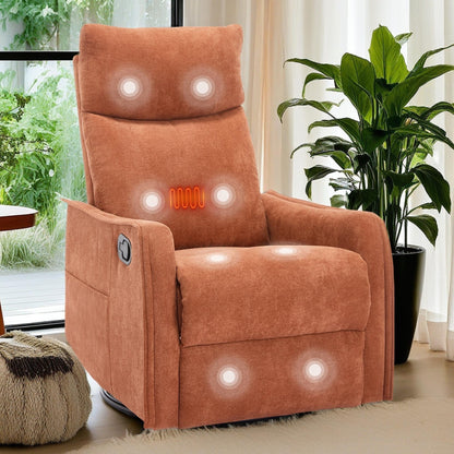 360Â° Swivel Rocker Recliner Chair with Massage and Lumbar Heating