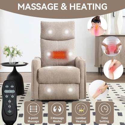 360Â° Swivel Rocker Recliner Chair with Massage and Lumbar Heating