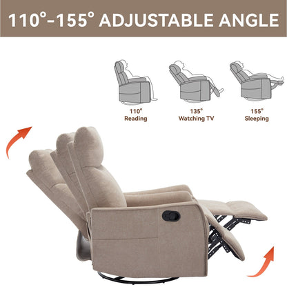 360Â° Swivel Rocker Recliner Chair with Massage and Lumbar Heating