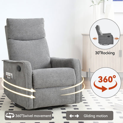360Â° Swivel Rocker Recliner Chair with Massage and Lumbar Heating