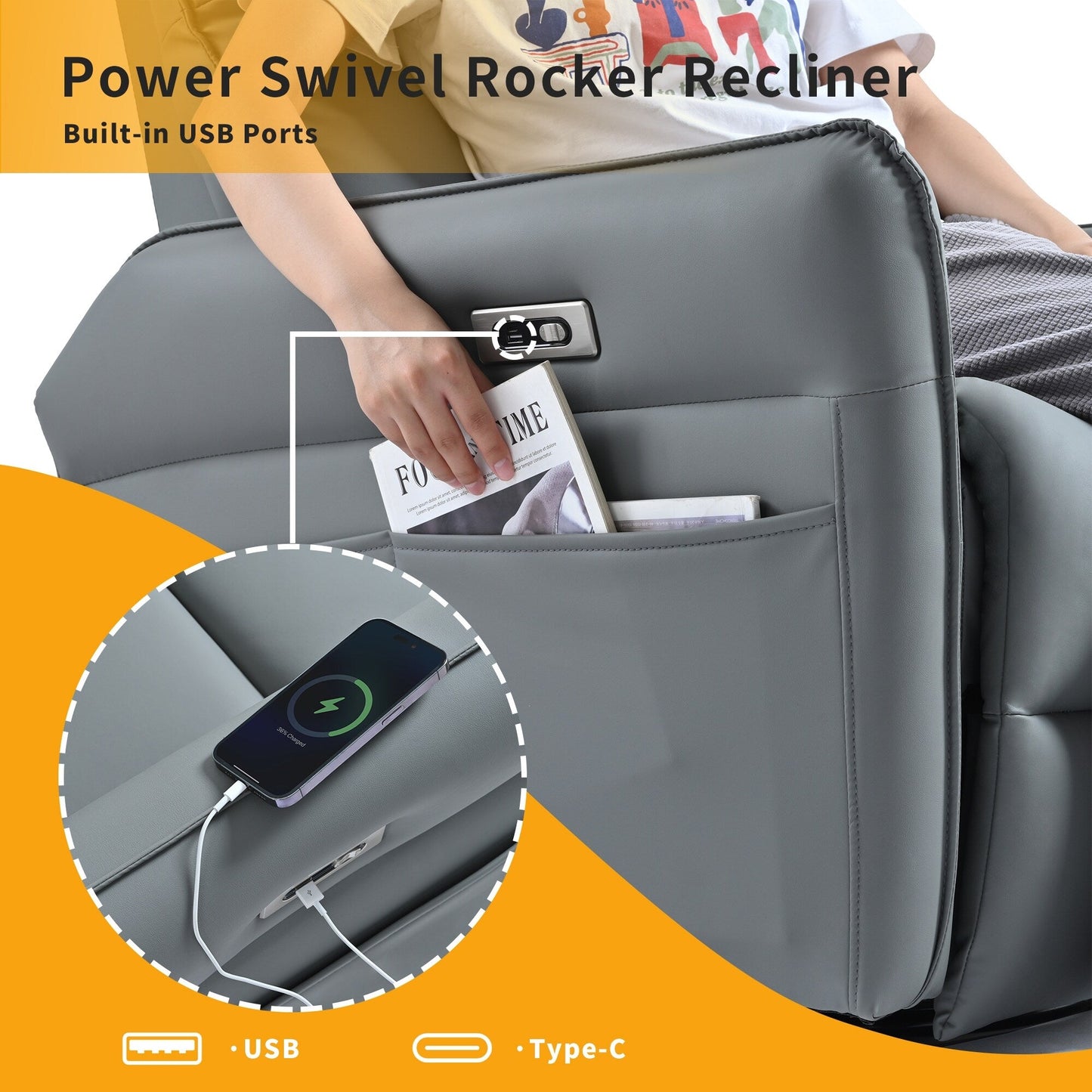 360° Swivel Rocker Recliner Chair