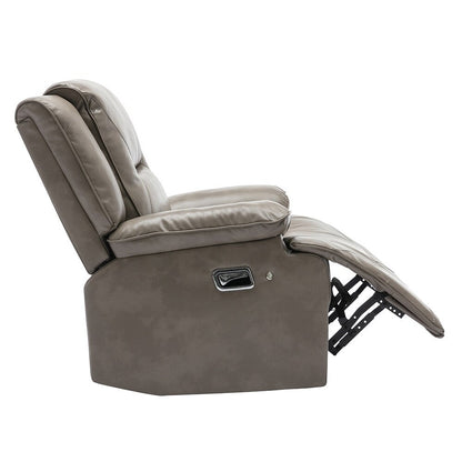 360° Swivel Rocker Recliner with LED Lights, Manual Media Chair