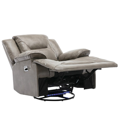 360° Swivel Rocker Recliner with LED Lights, Manual Media Chair