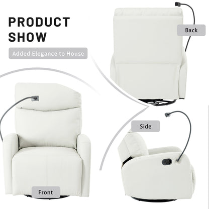 360Â° Swivel Rocking Recliner Chair with Phone Holder, Footrest, Adjustable Position for Living Room & Home Theater