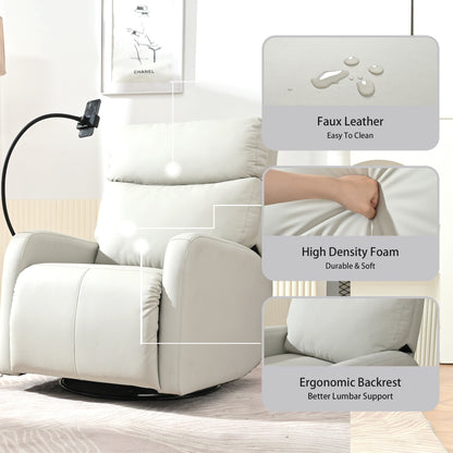 360Â° Swivel Rocking Recliner Chair with Phone Holder, Footrest, Adjustable Position for Living Room & Home Theater
