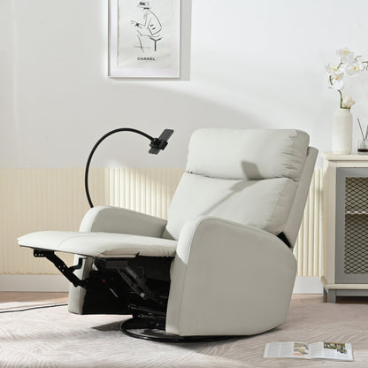 360Â° Swivel Rocking Recliner Chair with Phone Holder, Footrest, Adjustable Position for Living Room & Home Theater