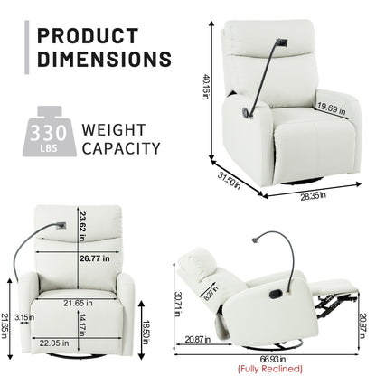 360Â° Swivel Rocking Recliner Chair with Phone Holder, Footrest, Adjustable Position for Living Room & Home Theater