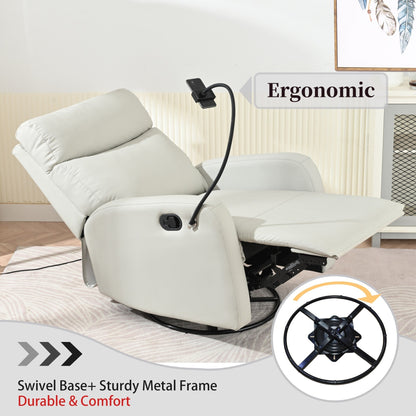 360Â° Swivel Rocking Recliner Chair with Phone Holder, Footrest, Adjustable Position for Living Room & Home Theater