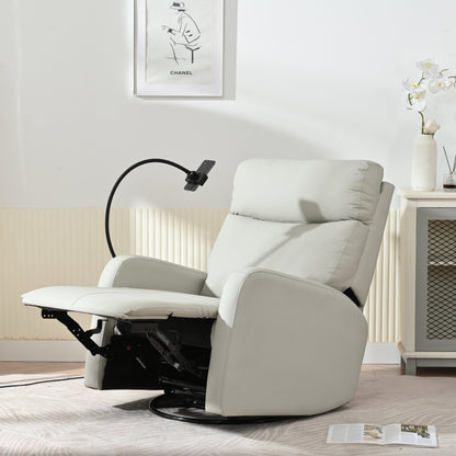 360° Swivel Rocking Recliner Chair with Phone Holder, Footrest, Adjustable Position for Living Room & Home Theater