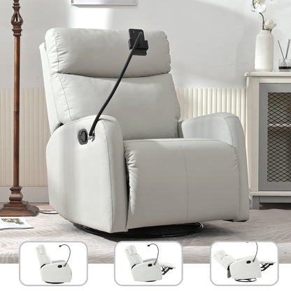 360Â° Swivel Rocking Recliner Chair with Phone Holder, Footrest, Adjustable Position for Living Room & Home Theater