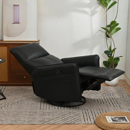 360° Swivel Rocking Recliner Chair, Manual Glider with Footrest, Modern Padded Lounge Chair for Small Spaces, Side Pockets