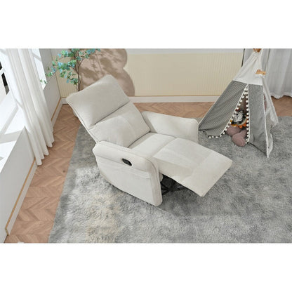 360° Swivel Rocking Recliner Chair, Manual Glider with Footrest, Modern Padded Lounge Chair for Small Spaces, Side Pockets