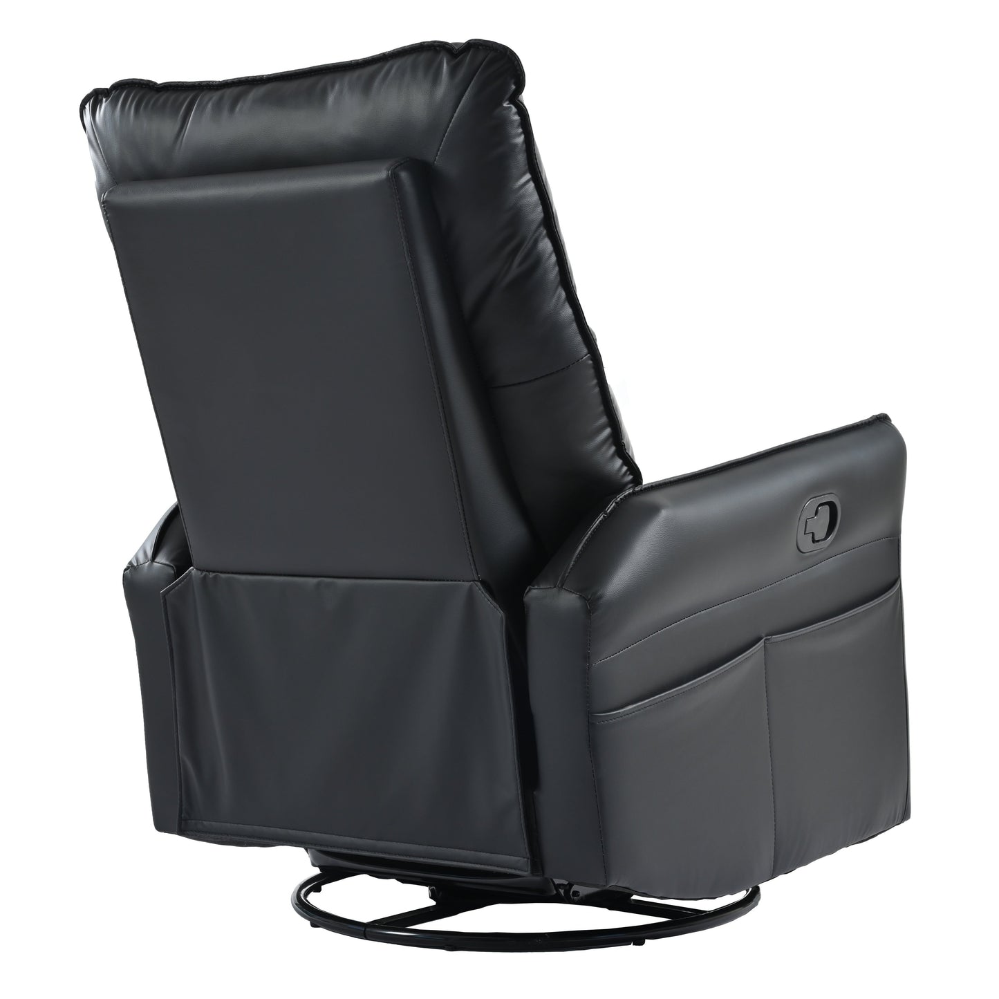 360° Swivel Rocking Recliner Chair, Manual Glider with Footrest, Modern Padded Lounge Chair for Small Spaces, Side Pockets