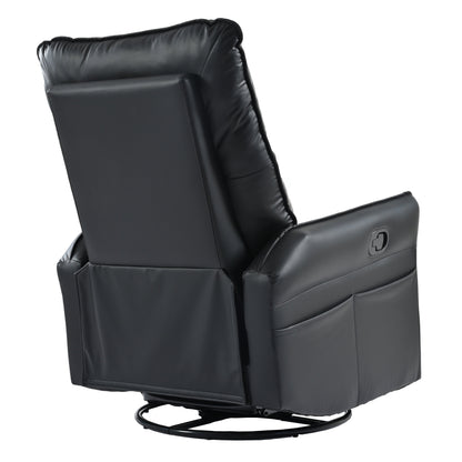 360° Swivel Rocking Recliner Chair, Manual Glider with Footrest, Modern Padded Lounge Chair for Small Spaces, Side Pockets