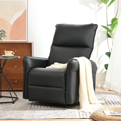 360° Swivel Rocking Recliner Chair, Manual Glider with Footrest, Modern Padded Lounge Chair for Small Spaces, Side Pockets