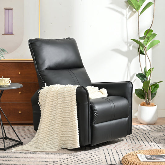 360° Swivel Rocking Recliner Chair, Manual Glider with Footrest, Modern Padded Lounge Chair for Small Spaces, Side Pockets