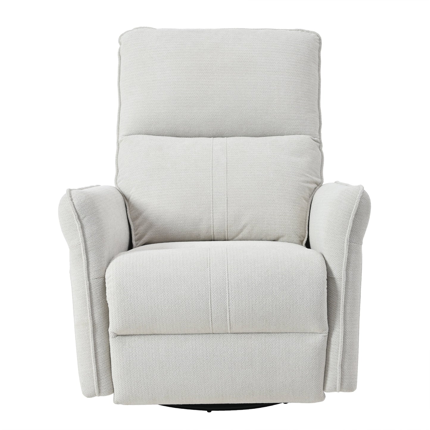 360° Swivel Rocking Recliner Chair, Manual Glider with Footrest, Modern Padded Lounge Chair for Small Spaces, Side Pockets