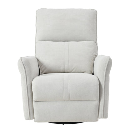 360° Swivel Rocking Recliner Chair, Manual Glider with Footrest, Modern Padded Lounge Chair for Small Spaces, Side Pockets
