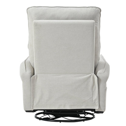 360° Swivel Rocking Recliner Chair, Manual Glider with Footrest, Modern Padded Lounge Chair for Small Spaces, Side Pockets
