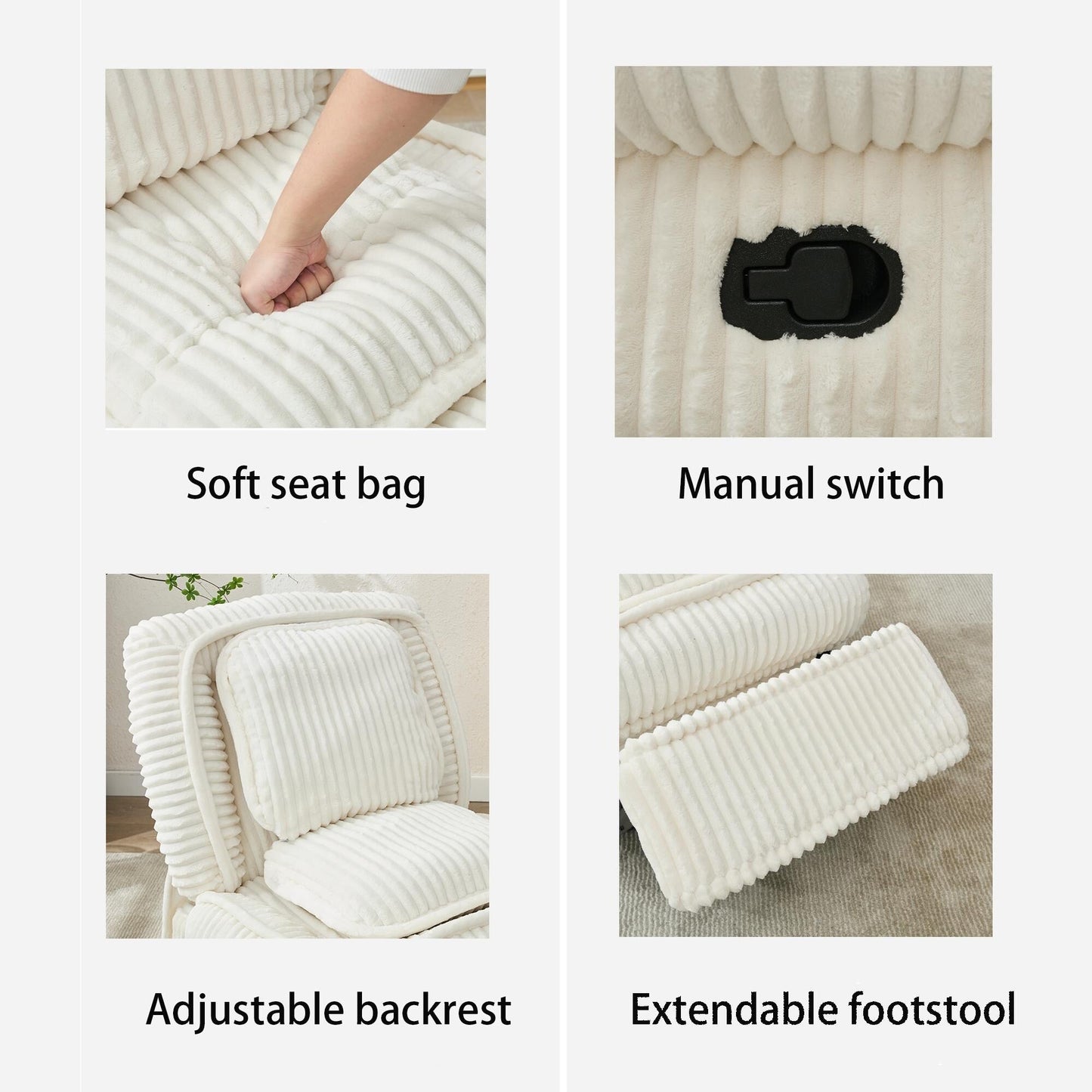 360° Swivel Rocking Single Sofa,Recliner Sofa, Manual Glider Rocking Armless Chair,Living Room Office