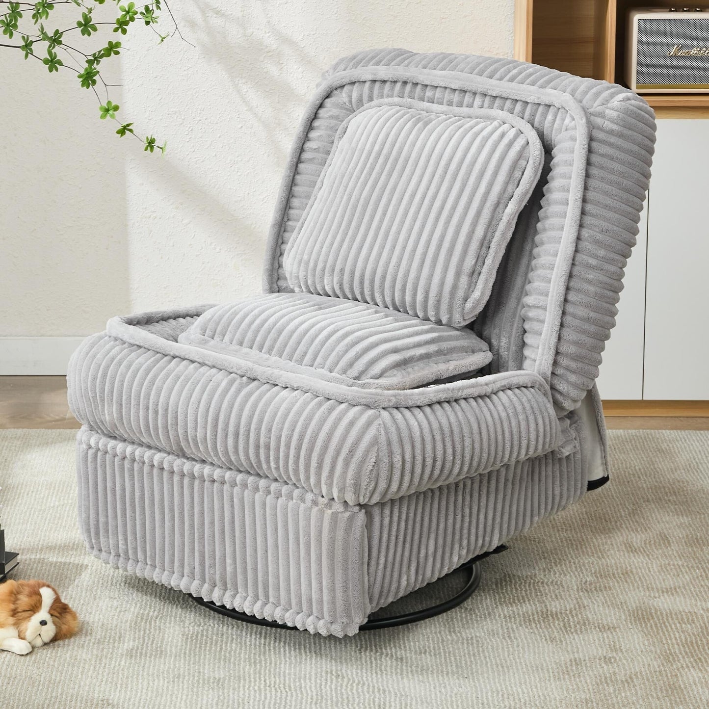360° Swivel Rocking Single Sofa,Recliner Sofa, Manual Glider Rocking Armless Chair,Living Room Office