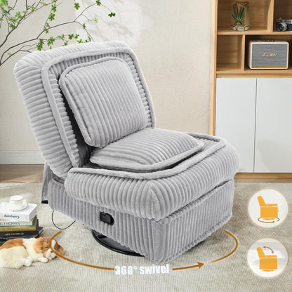 360° Swivel Rocking Single Sofa,Recliner Sofa, Manual Glider Rocking Armless Chair,Living Room Office