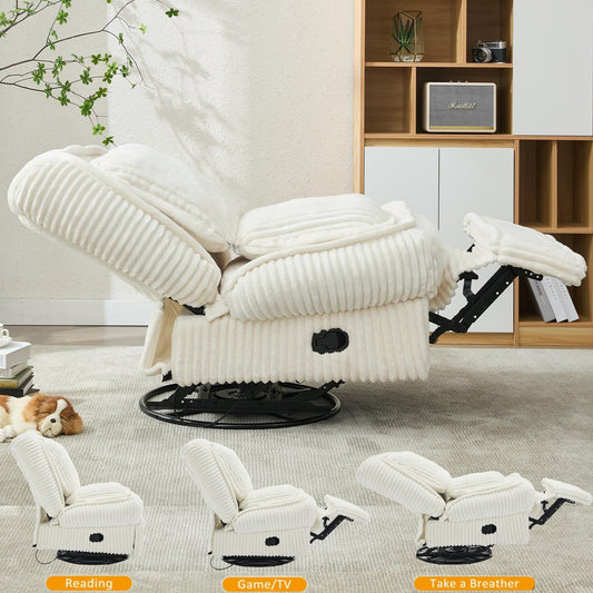 360° Swivel Rocking Single Sofa,Recliner Sofa, Manual Glider Rocking Armless Chair,Living Room Office