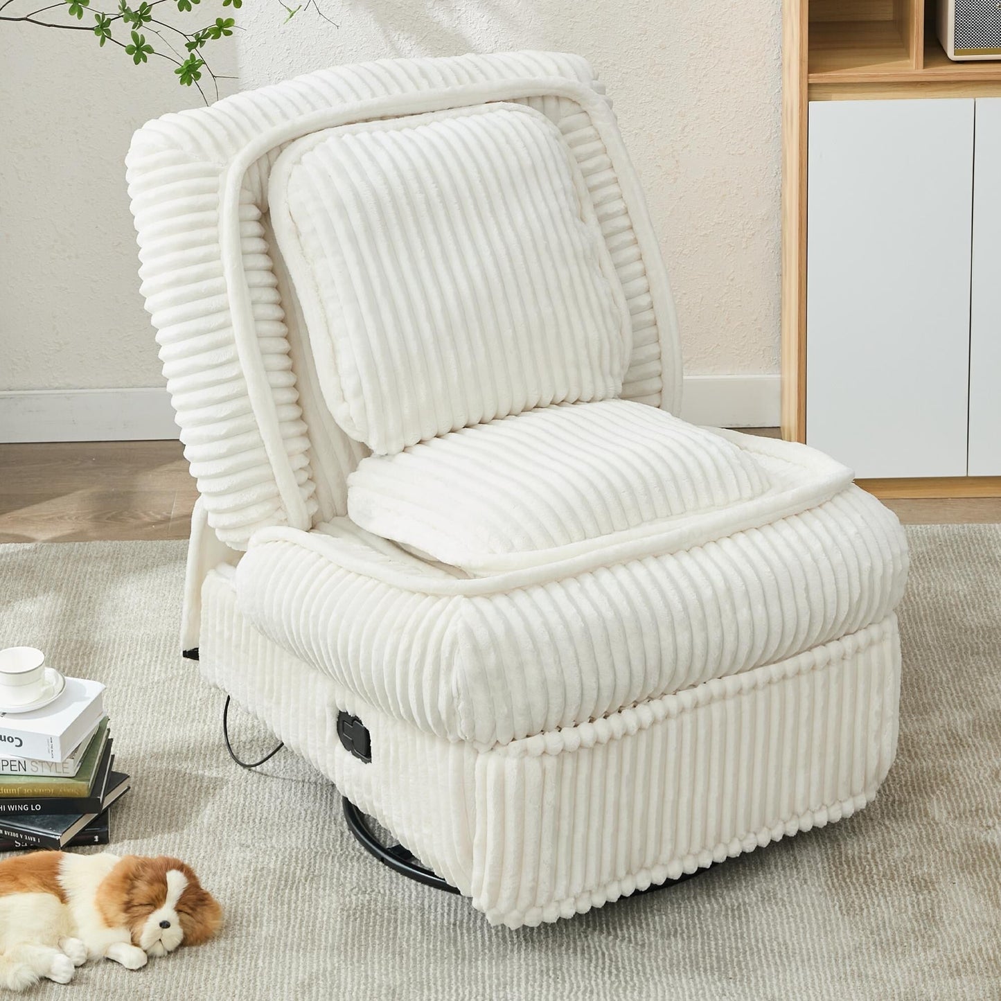 360° Swivel Rocking Single Sofa,Recliner Sofa, Manual Glider Rocking Armless Chair,Living Room Office