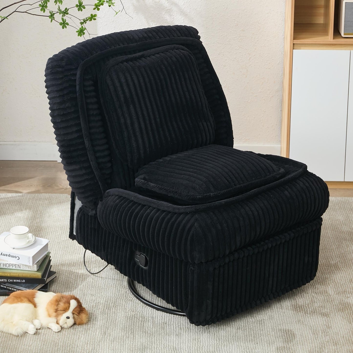 360° Swivel Rocking Single Sofa,Recliner Sofa, Manual Glider Rocking Armless Chair,Living Room Office