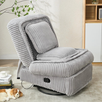 360° Swivel Rocking Single Sofa,Recliner Sofa, Manual Glider Rocking Armless Chair,Living Room Office