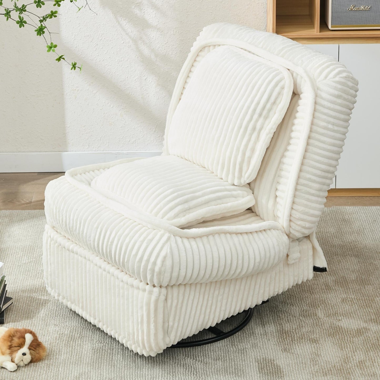 360° Swivel Rocking Single Sofa,Recliner Sofa, Manual Glider Rocking Armless Chair,Living Room Office