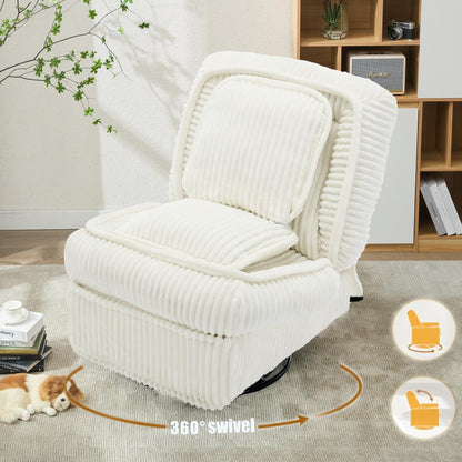360° Swivel Rocking Single Sofa,Recliner Sofa, Manual Glider Rocking Armless Chair,Living Room Office