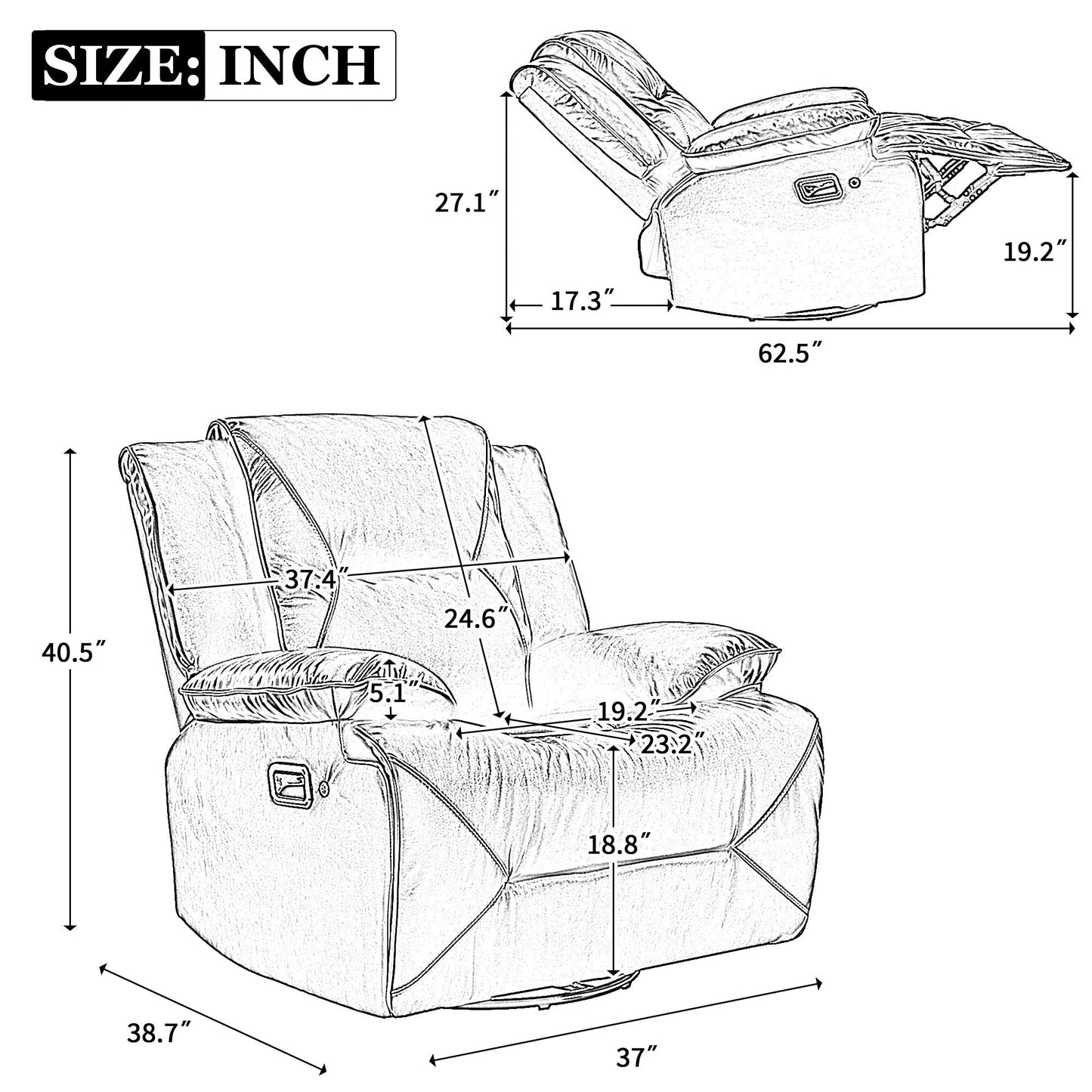 360° Swivel and Rocking Home Theater Recliner
