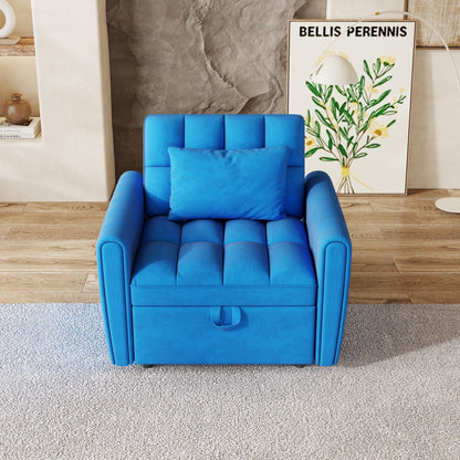 38.2-inch foldable large-size sofa bed, modern velvet single sofa, sofa bed with adjustable backrest