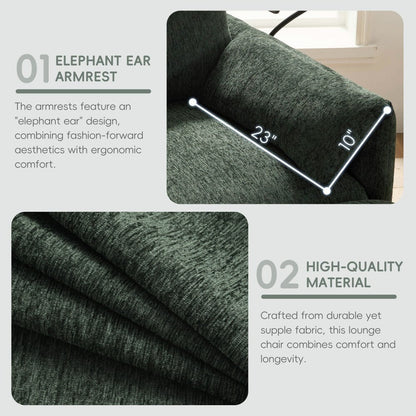 38 Chenille Single Sofa with Storage Ottoman, USB Charger, Side Storage Pockets, Pillow-like Armrests
