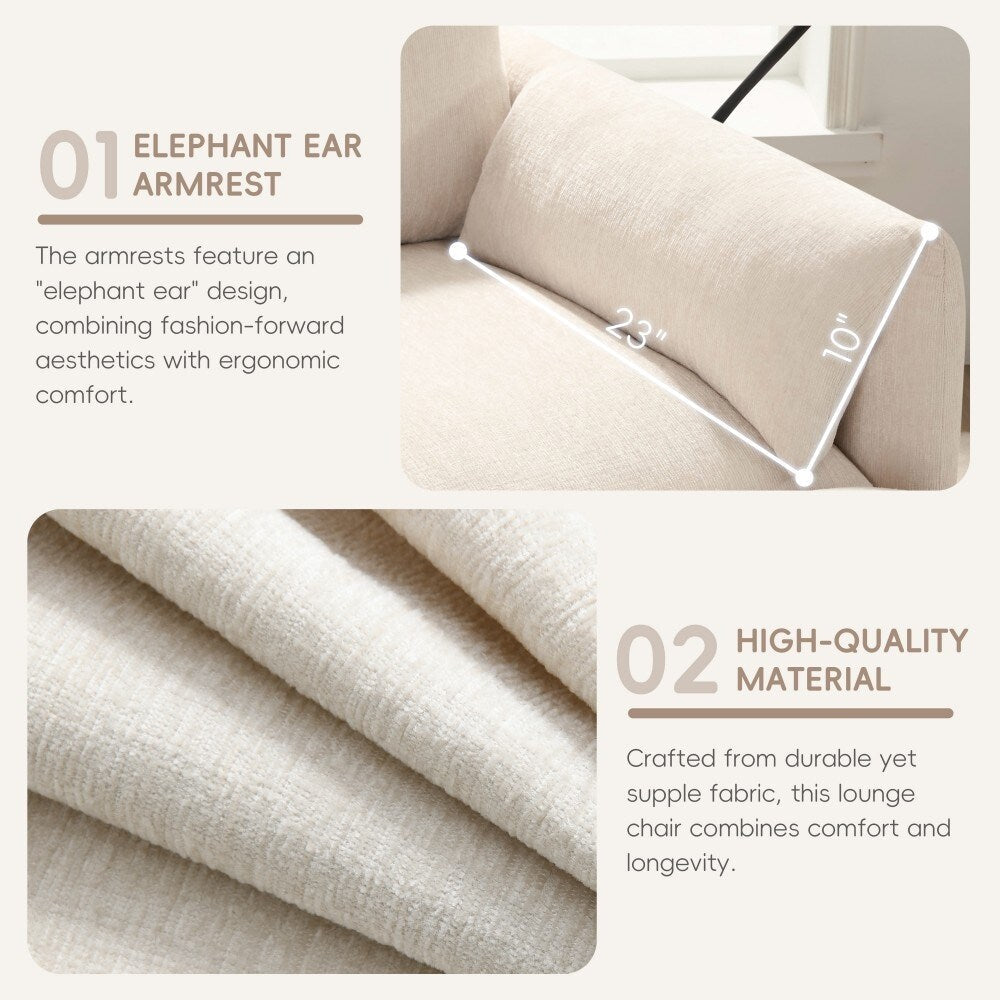 38 Chenille Single Sofa with Storage Ottoman, USB Charger, Side Storage Pockets, Pillow-like Armrests