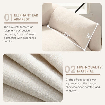 38 Chenille Single Sofa with Storage Ottoman, USB Charger, Side Storage Pockets, Pillow-like Armrests