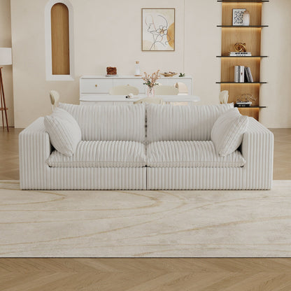 39.8 Cloud Sofa,Corduroy Fabric,Deep Seat Couches,Double-layer design,Removable Cushion,No Assembly, DIY Combination