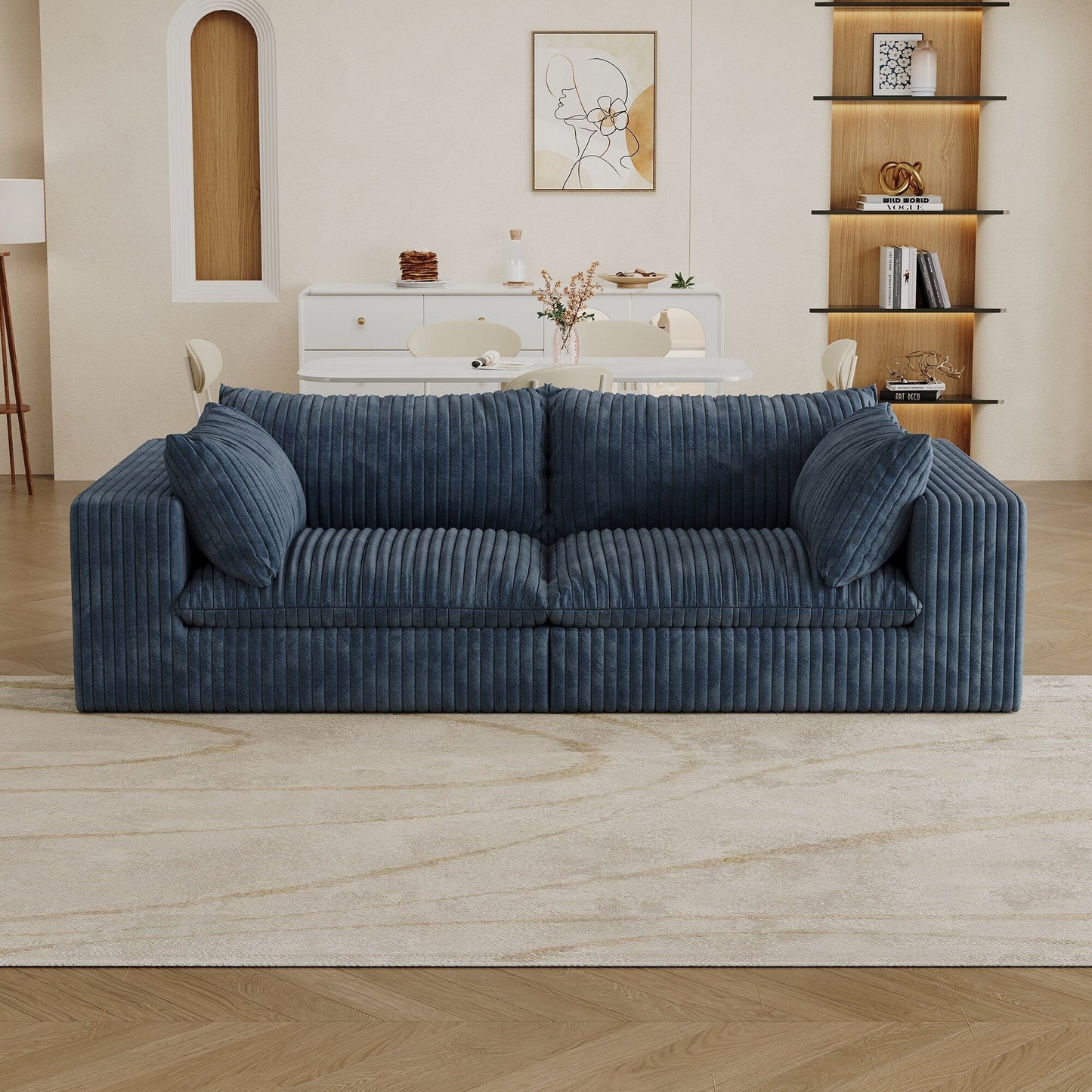 39.8 Cloud Sofa,Corduroy Fabric,Deep Seat Couches,Double-layer design,Removable Cushion,No Assembly, DIY Combination