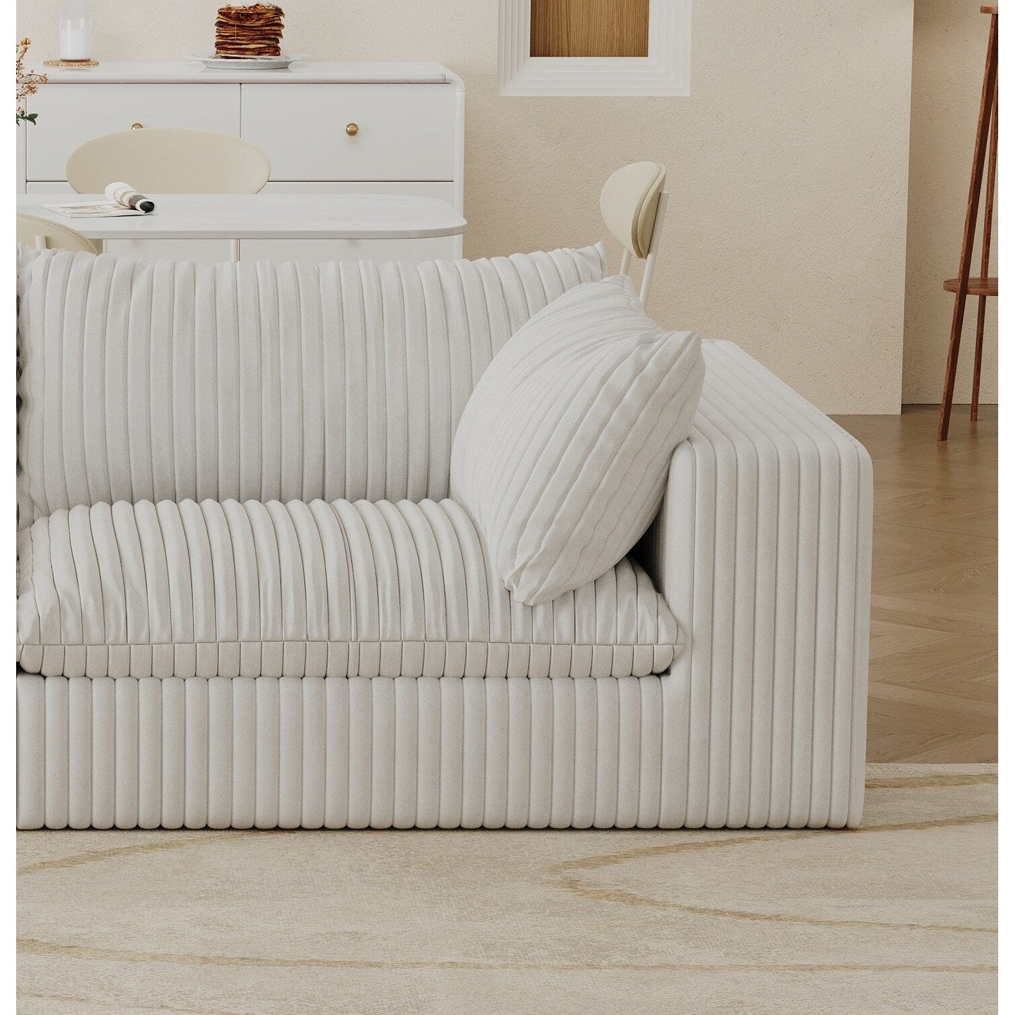 39.8 Cloud Sofa,Corduroy Fabric,Deep Seat Couches,Double-layer design,Removable Cushion,No Assembly, DIY Combination