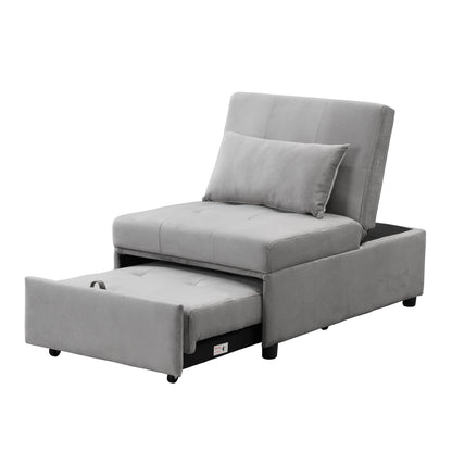 39.8 Single Folding Ottoman Sofa Bed with Adjustable Back and Pillows for Living Room