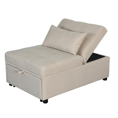39.8 Single Folding Ottoman Sofa Bed with Adjustable Back and Pillows for Living Room