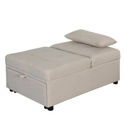 39.8 Single Folding Ottoman Sofa Bed with Adjustable Back and Pillows for Living Room