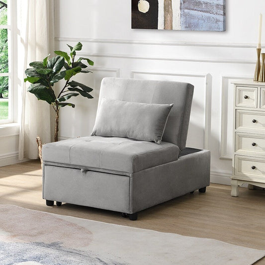 39.8 Single Folding Ottoman Sofa Bed with Adjustable Back and Pillows for Living Room