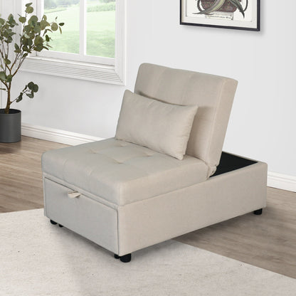 39.8 Single Folding Ottoman Sofa Bed with Adjustable Back and Pillows for Living Room