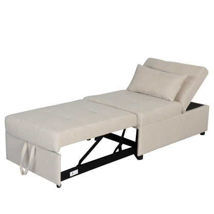 39.8 Single Folding Ottoman Sofa Bed with Adjustable Back and Pillows for Living Room