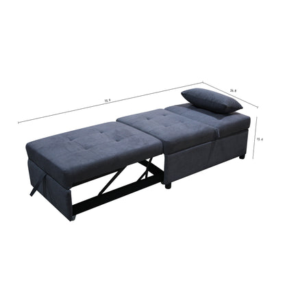39.8 Single Folding Ottoman Sofa Bed with Adjustable Back and Pillows for Living Room