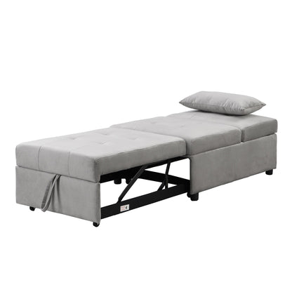 39.8 Single Folding Ottoman Sofa Bed with Adjustable Back and Pillows for Living Room
